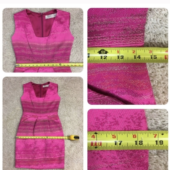 Lela Rose Tweed Metallic Agate Hot Pink Dress - Picture 13 of 16